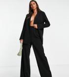 Asos Design Tall Jersey Slouchy Wide Leg Pant In Black