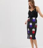 Warehouse Spot Sequin Skirt In Black - Multi