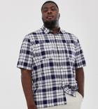 Asos Design Plus Boxy Check Shirt In Blue And White