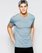 Asos Muscle T-shirt With Crew Neck In Light Blue Marl - Citadel Marl