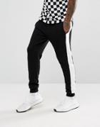 Granted Joggers In Black With White Stripe - Black