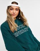 Asos Design Sweatshirt With Good Energy Graphic In Forest Green