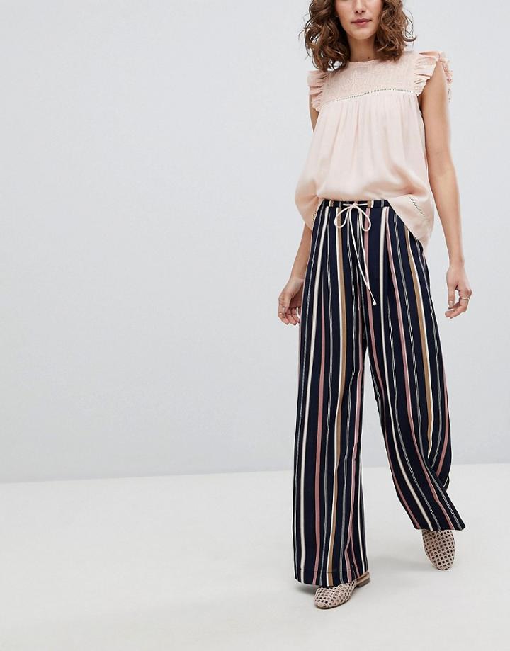 Suncoo Wide Leg Striped Pants - Multi