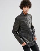 Goosecraft Leather Field Jacket In Khaki - Green
