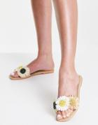 Asos Design Jayden Floral Espadrille Mules In Natural-neutral