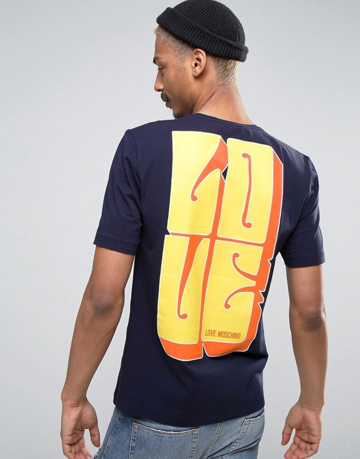 Love Moschino 70's Back Print T-shirt - Navy