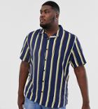 Only & Sons Regular Fit Stripe Shirt With Revere Collar - Navy