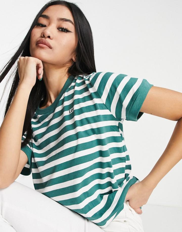 Lee Jeans Stripe Tee In Evergreen-multi