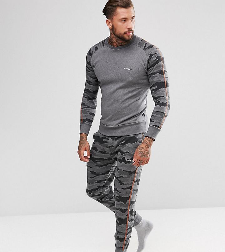 Diesel Peter Joggers With Cuffed Ankle In Camo - Gray
