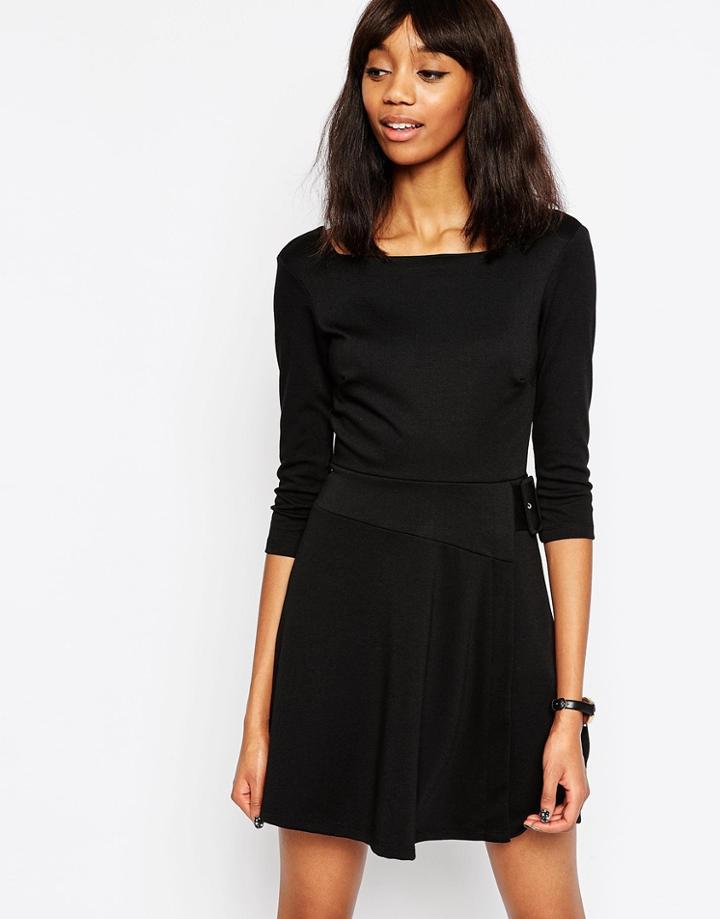 Asos Ponte Mini Dress With Buckle Detail - Black