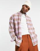 Asos Design 90s Oversized Check Shirt In Purple Brushed Flannel