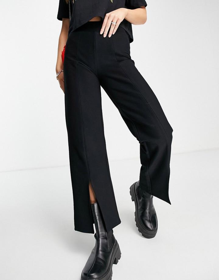 Noisy May Slit Hem Wide Leg Pants In Black
