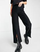 Noisy May Slit Hem Wide Leg Pants In Black