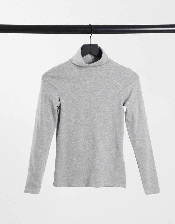 New Look Roll Neck Top In Gray-grey
