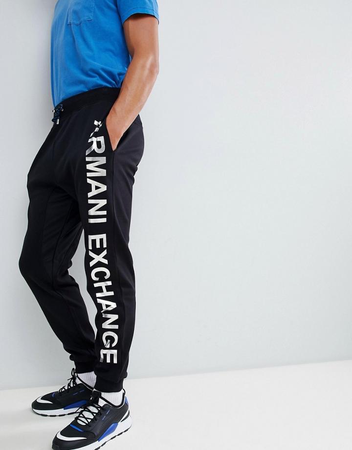 Armani Exchange Metallic Side Logo Sweat Joggers In Black - Black