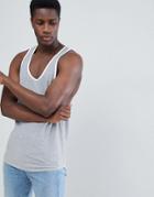 Asos Design Tank With Extreme Racer Back In Waffle - Gray