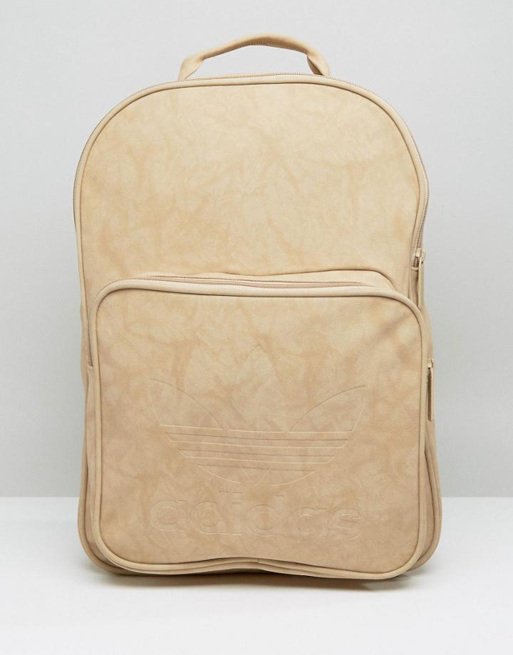 Adidas Originals Premium Clean Logo Backpack In Sand - Beige