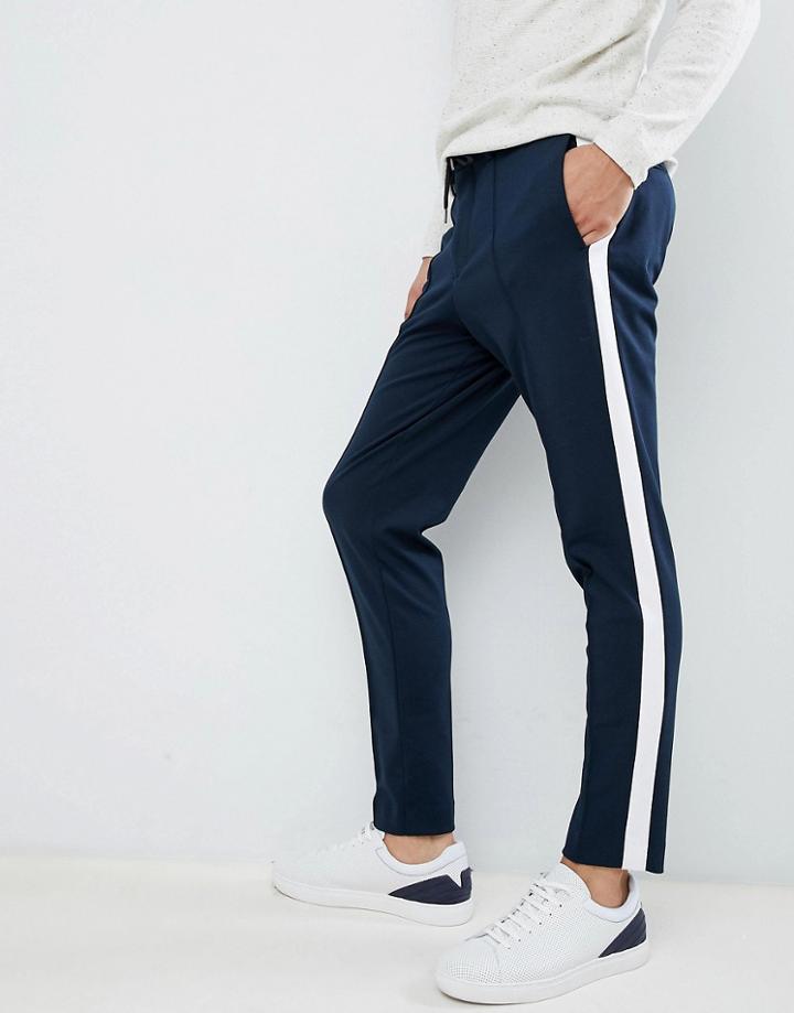 Selected Homme Track Stripe Trouser - Navy