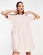 Noisy May Organic Cotton Mini Smock T-shirt Dress In Pink
