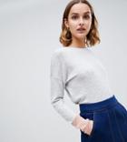 Warehouse Longline Color Block Sweater In Light Gray - Multi