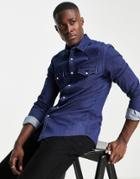 Asos Design Skinny Western Denim Shirt In Indigo-blues
