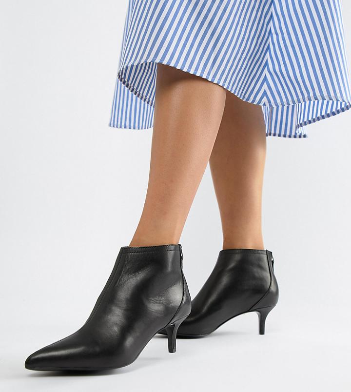 Mango Real Leather Pointed Kitten Heel Ankle Boot - White