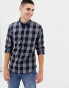 Jefferson Gray And Blue Check Shirt - Navy