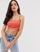 Stradivarius Polka Dot Top In Orange