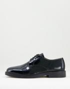 Topman Black Real Leather Tyger Derby Shoes