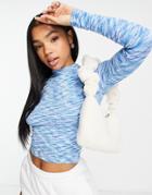 Stradivarius Long Sleeve Top In Green Space Dye