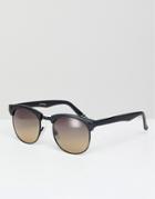 Jeepers Peepers Retro Sunglasses In Black With Gradient Lens - Black