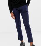 Asos Design Tall Skinny Smart Pants In Navy With Cuff And Piping - Navy