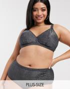 Junarose High Waisted Bikini Bottoms In Silver Metallic