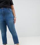 Asos Curve Farleigh High Waist Slim Mom Jeans In Neo Wash - Blue