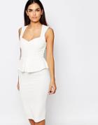 Vesper Daisy Peplum Midi Dress - White