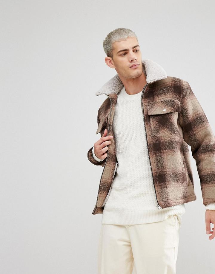 Weekday Texas Checked Jacket - Brown