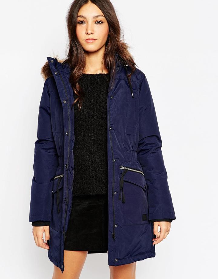 Minimum Parka With Faux Fur Hood - 693 Dark Iris