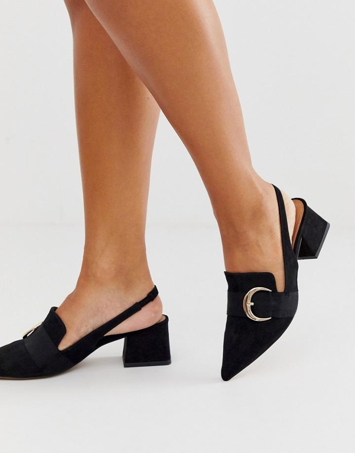 Asos Design Saffy Slingback Loafer Mid Heels In Black