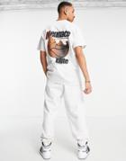 Mennace Oversized T-shirt In Gray With Basketball Print - Part Of A Set-grey