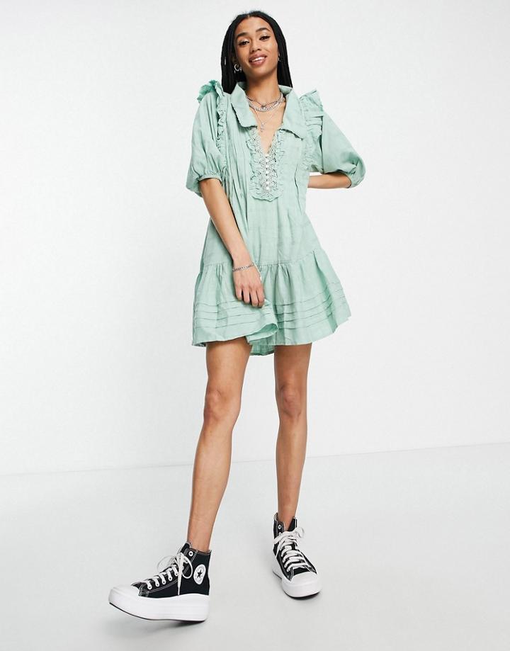 Free People Elora Mini Dress In Green Check