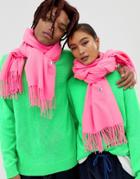 Collusion Unisex Blanket Scarf In Neon Pink - Pink