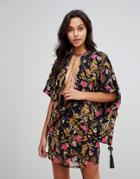 Millie Mackintosh Leopard Rose Print Embroidery Dress - Black