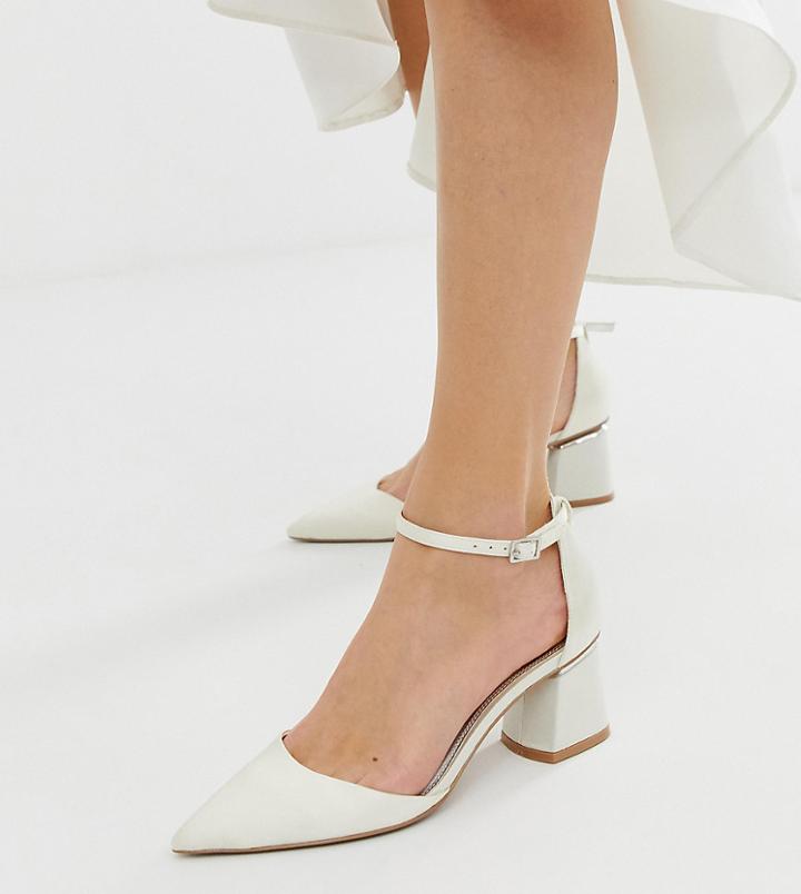 Asos Design Wide Fit Stardust Pointed Mid Heels-cream