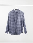 Heartbreak Oversized Checked Shirt In Blue And Black-multi