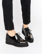 Sixtyseven Lace Up Wedge Flatform Brogue Shoes - Black