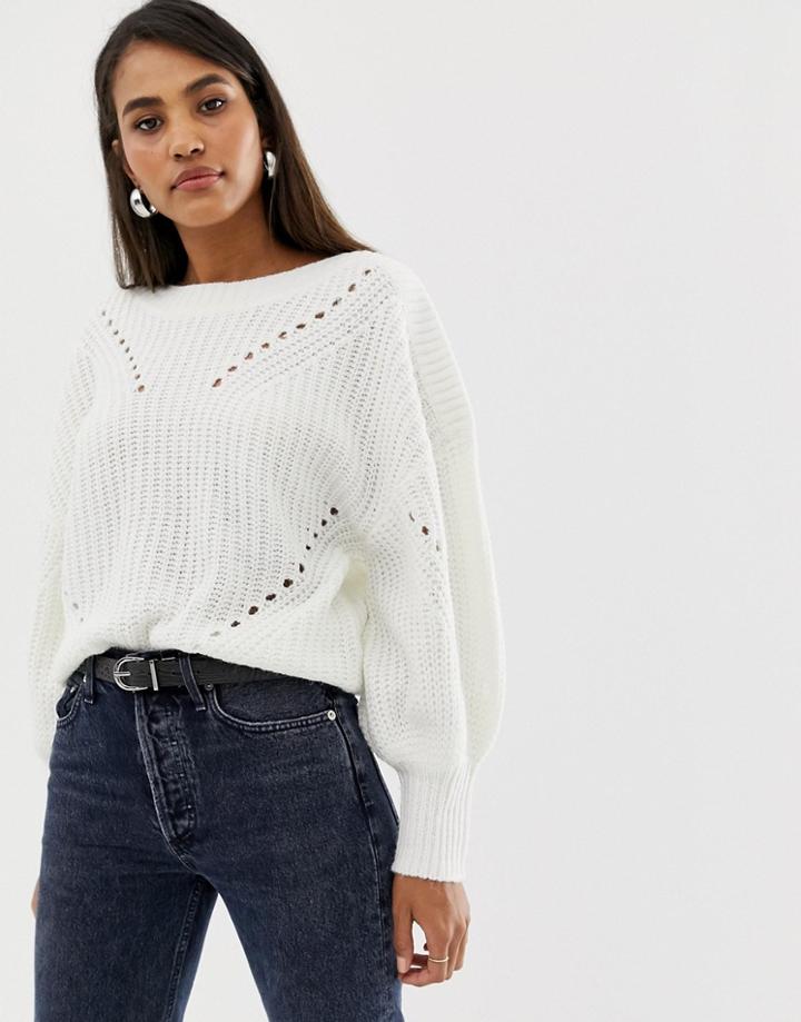 Vila Balloon Sleeve Sweater-white