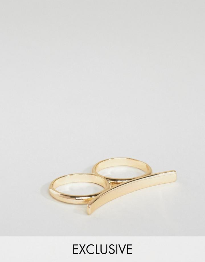 Designb Double Gold Bar Ring - Gold