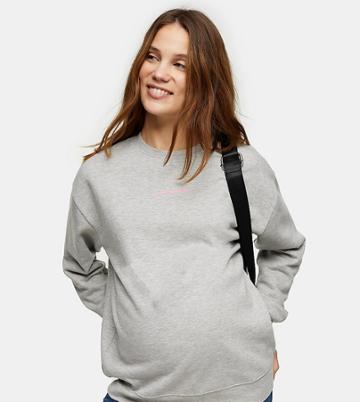 Topshop Maternity 'motherhood' Sweatshirt In Gray-grey