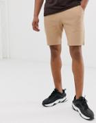 Asos Design Two-piece Jersey Skinny Shorts In Beige Waffle - Beige