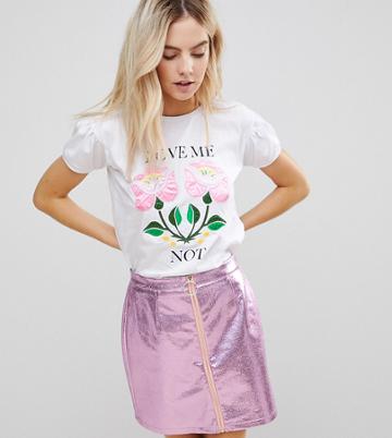 Chorus Petite T-shirt With Sateen Floral Print - White